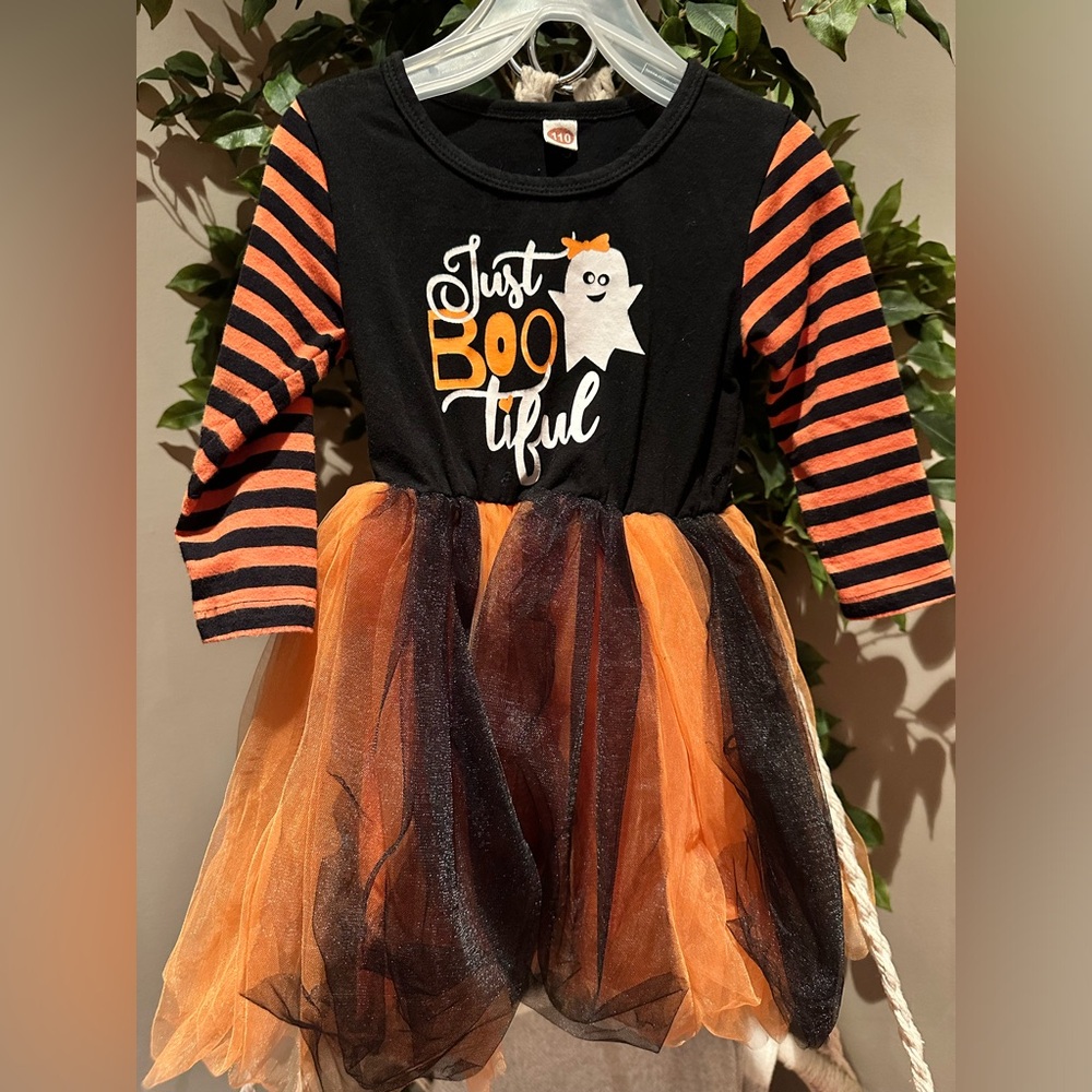 Fall Girl Dress, Orange and black, size 110 (4,5T)